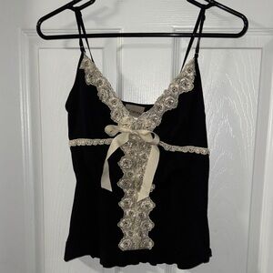 Chic Black Camisole with Lace Accents